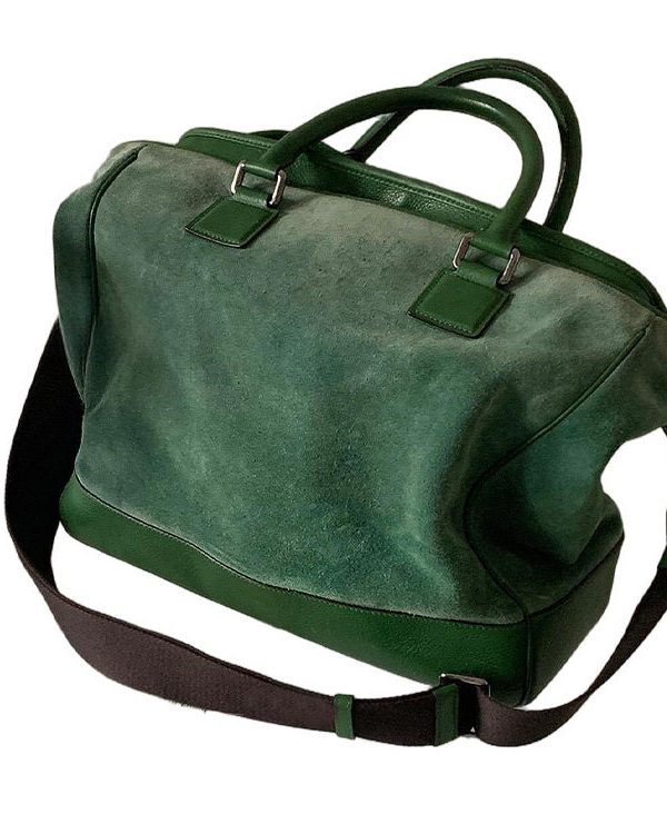 Modern Grass Green Large Capacity Patchwork Suede Tote Handbag