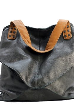 Modern Grey High-capacity Calf Leather Satchel Handbag