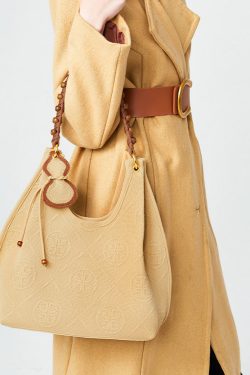 Modern Khaki Jacquard Large Capacity Cotton Shoulder Bags