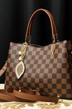 Modern Khaki Print Large Versatile Leather Tote Handbag