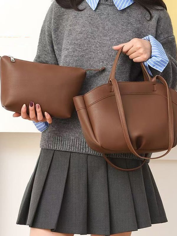 Modern Mulberry Solid Durable Faux Leather Women Handbags