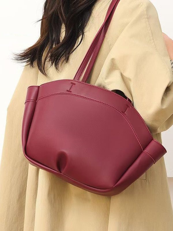 Modern Mulberry Solid Durable Faux Leather Women Handbags