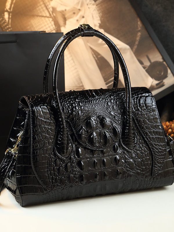 Modern Orange Ox Horn Solid Durable Faux Leather Tote Handbag