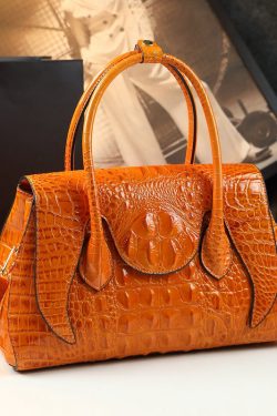 Modern Orange Ox Horn Solid Durable Faux Leather Tote Handbag