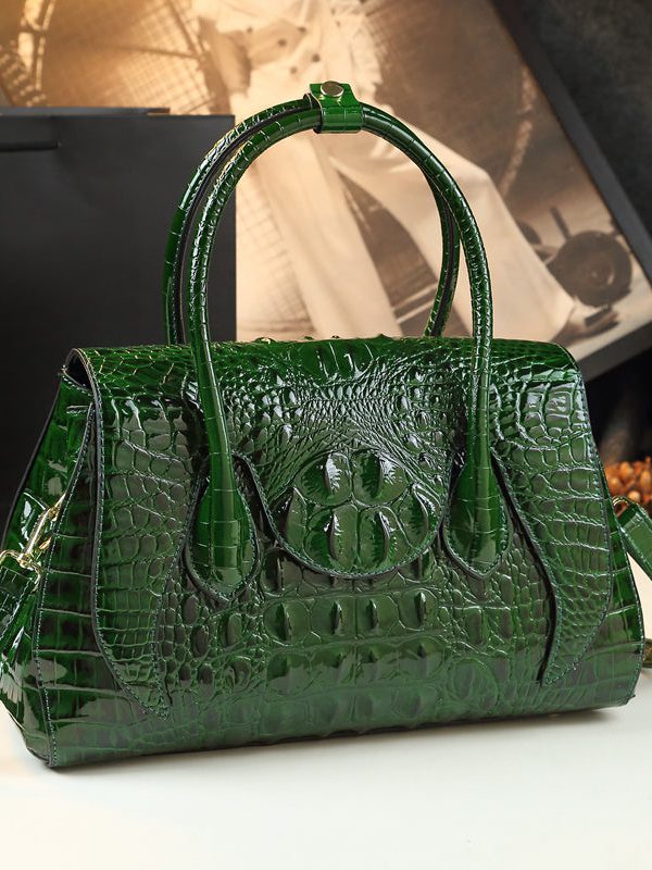 Modern Orange Ox Horn Solid Durable Faux Leather Tote Handbag