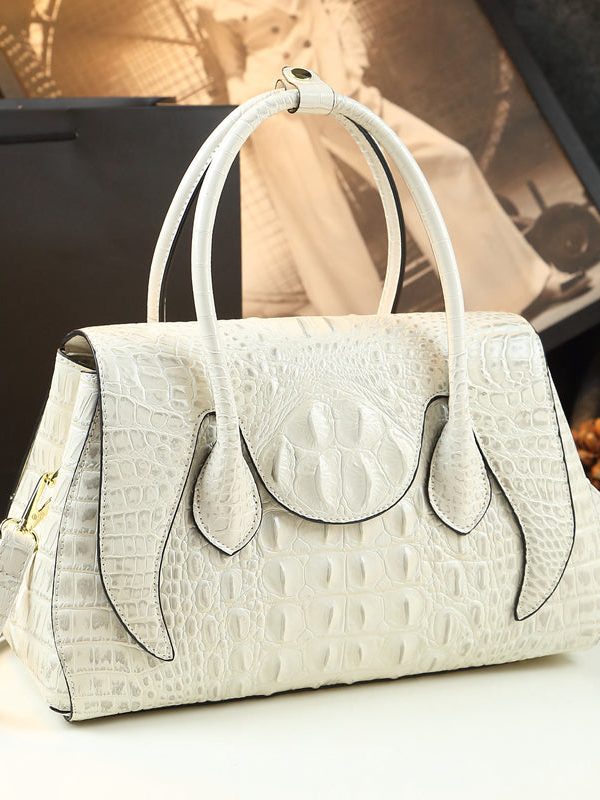 Modern Orange Ox Horn Solid Durable Faux Leather Tote Handbag