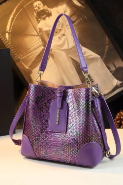 Modern Orange Serpentine Large Capacity Faux Leather Messenger Bag