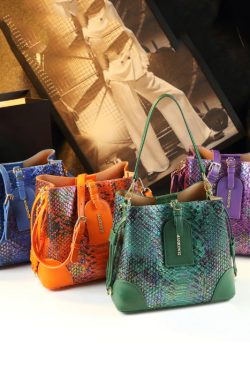 Modern Orange Serpentine Large Capacity Faux Leather Messenger Bag