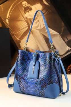 Modern Orange Serpentine Large Capacity Faux Leather Messenger Bag