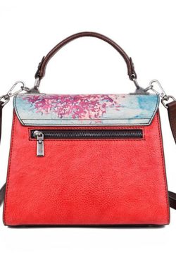 Modern Red Print Paitings Calf Leather Tote Handbag