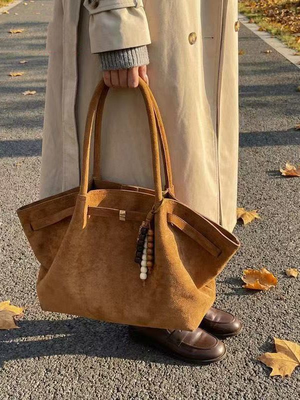 Modern Solid Durable Large Capacity Fine Suede Satchel Handbag