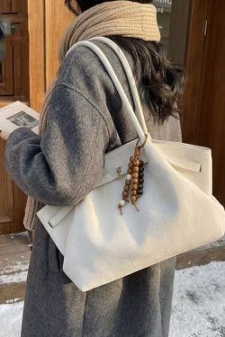 Modern Solid Durable Large Capacity Fine Suede Satchel Handbag