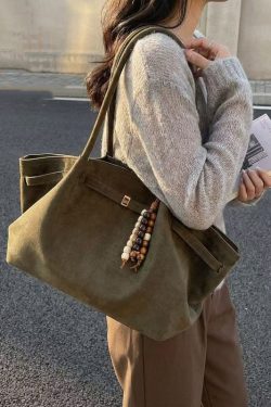 Modern Solid Durable Large Capacity Fine Suede Satchel Handbag