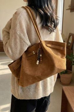 Modern Solid Durable Large Capacity Fine Suede Satchel Handbag