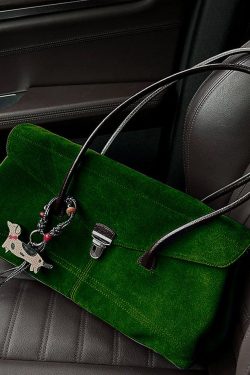 Modern Tea Green Solid Durable Suede Women Shoulder Bags