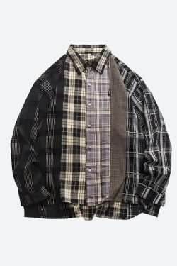 Multi Pattern Plaid Shirt