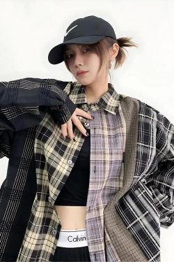 Multi Pattern Plaid Shirt