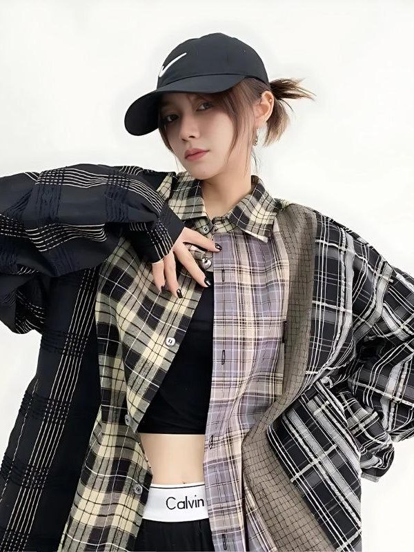 Multi Pattern Plaid Shirt
