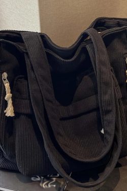 Multi Pocket Corduroy Tote Bag
