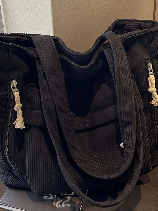 Multi Pocket Corduroy Tote Bag