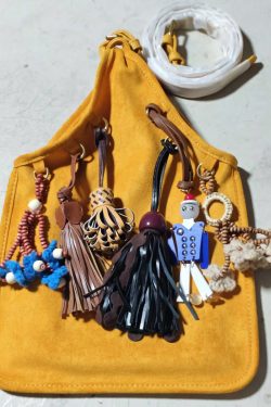 National Style Khaki Tasseled Fine Suede Tote Handbag