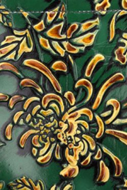 Natural Green Floral Paitings Calf Leather Satchel Handbag