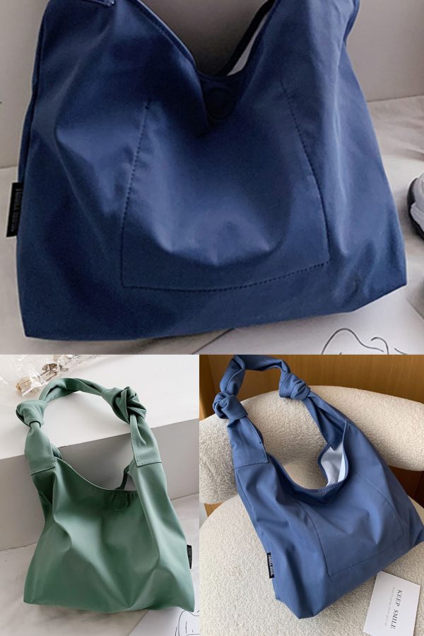 Natural Green Solid nylon Satchel Handbag