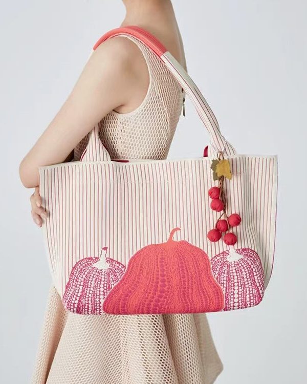 Natural Pink Jacquard Solid Durable Cotton Women Handbags