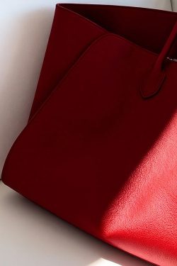 Natural Red Large Capacity Faux Leather Tote Bag