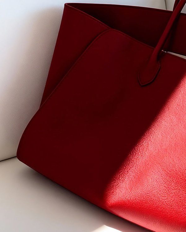 Natural Red Large Capacity Faux Leather Tote Bag