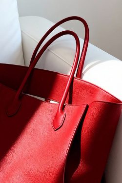 Natural Red Large Capacity Faux Leather Tote Bag