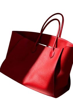 Natural Red Large Capacity Faux Leather Tote Bag