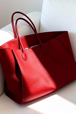 Natural Red Large Capacity Faux Leather Tote Bag