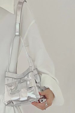 Natural Silk Zippered Faux Leather Tote Handbag