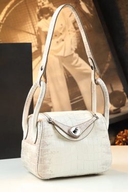 Natural White Alligator Pattern Versatile Satchel Handbag
