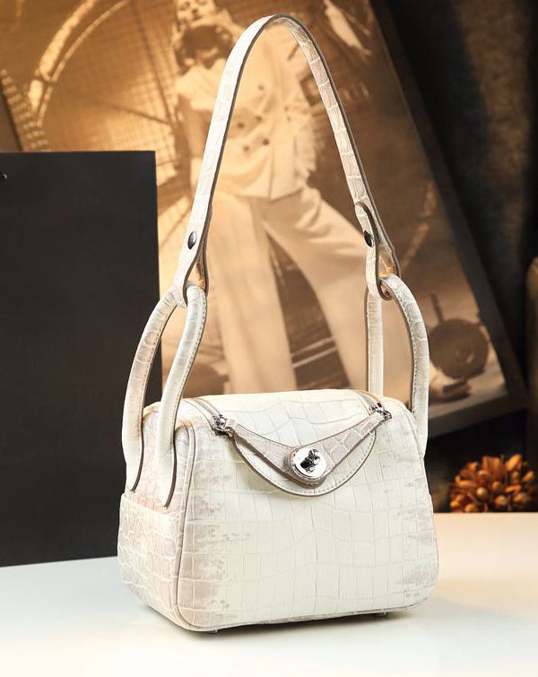 Natural White Alligator Pattern Versatile Satchel Handbag
