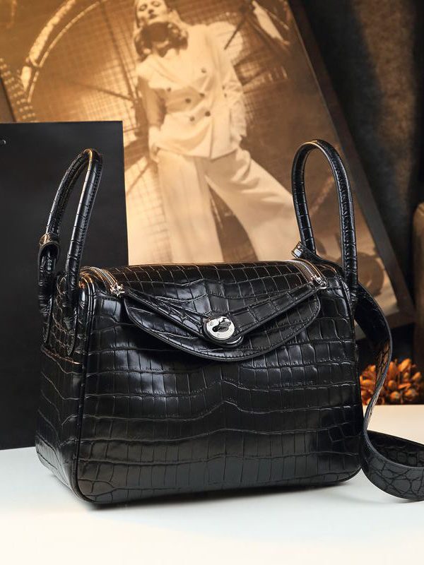 Natural White Alligator Pattern Versatile Satchel Handbag