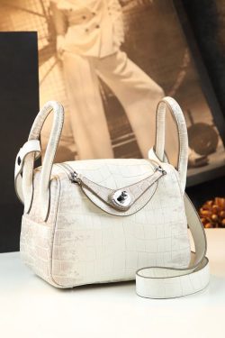 Natural White Alligator Pattern Versatile Satchel Handbag