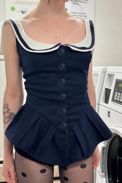 Nautical Button Mini Dress