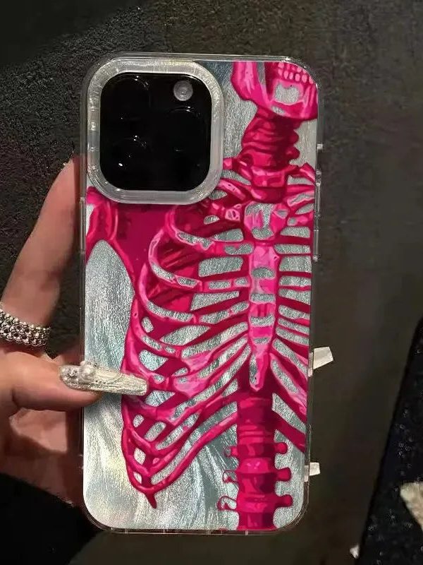 Neon Skeleton Silver Phone Case