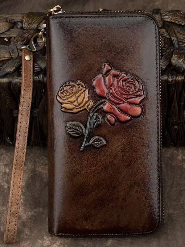 New Black Embossed Durable Calf Leather Wallet Purse