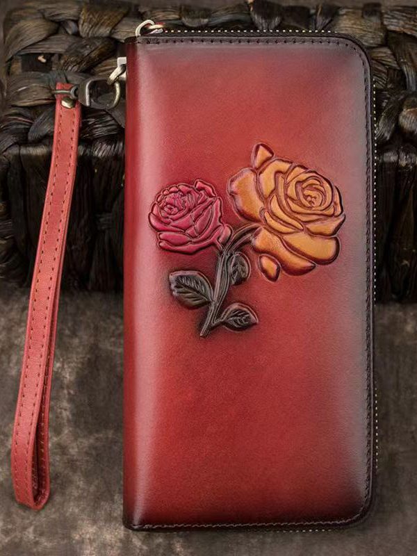 New Black Embossed Durable Calf Leather Wallet Purse