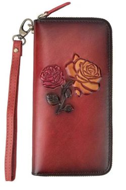 New Black Embossed Durable Calf Leather Wallet Purse