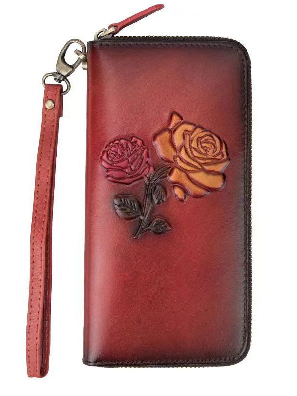 New Black Embossed Durable Calf Leather Wallet Purse