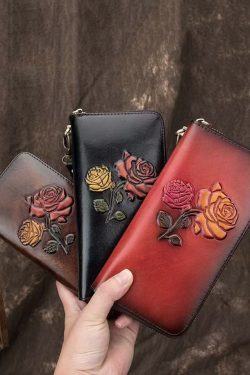 New Black Embossed Durable Calf Leather Wallet Purse