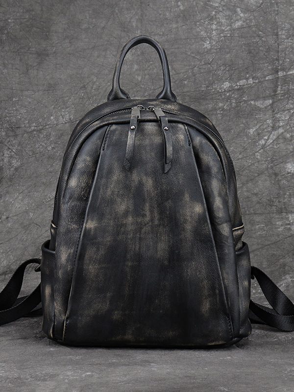New Black Versatile Large Capacity Calf Leather Backpack Bag