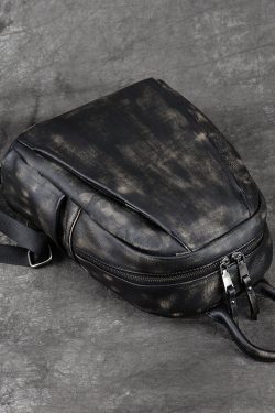 New Black Versatile Large Capacity Calf Leather Backpack Bag