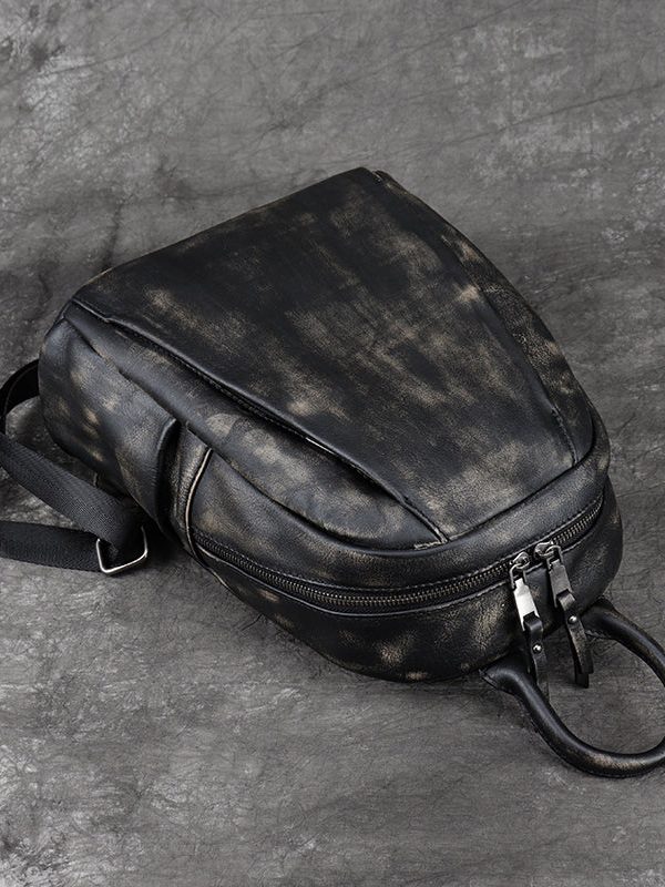 New Black Versatile Large Capacity Calf Leather Backpack Bag