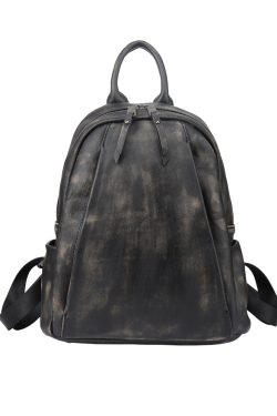 New Black Versatile Large Capacity Calf Leather Backpack Bag