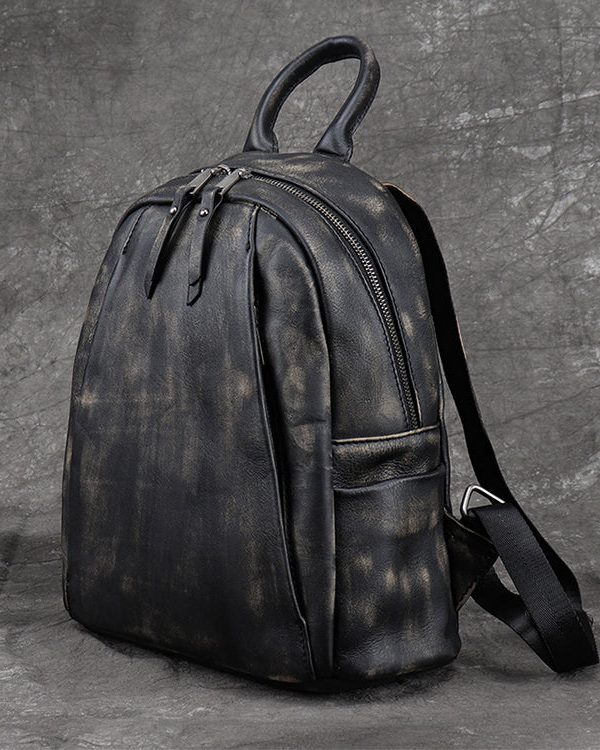 New Black Versatile Large Capacity Calf Leather Backpack Bag